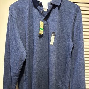 NWT Haggar blue long sleeve polo with buttons